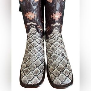 El General Monster Fish Western Square Toe CowBoy Boot USA 9.5